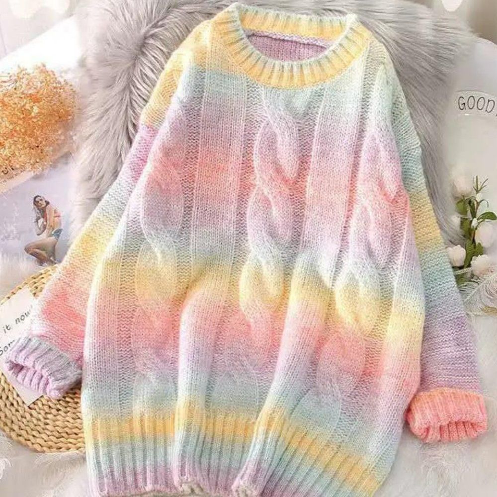 Ombre Rainbow Knit Sweater